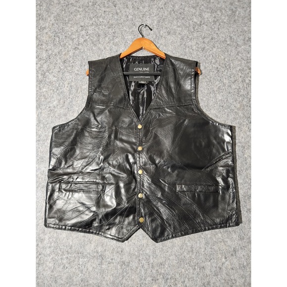 Black Other - Navarre Leather Company Mens Genuine Leather Black Biker Vest Size 2X